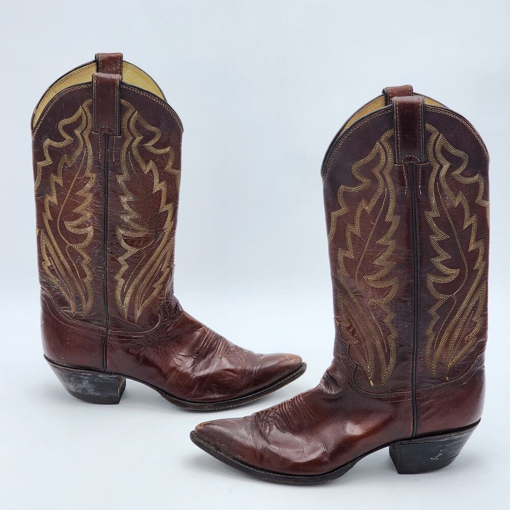Justin For Billy Martin's Vintage Western Cowboy Leather Boots Women's Size 8.5 - Picture 3 of 10